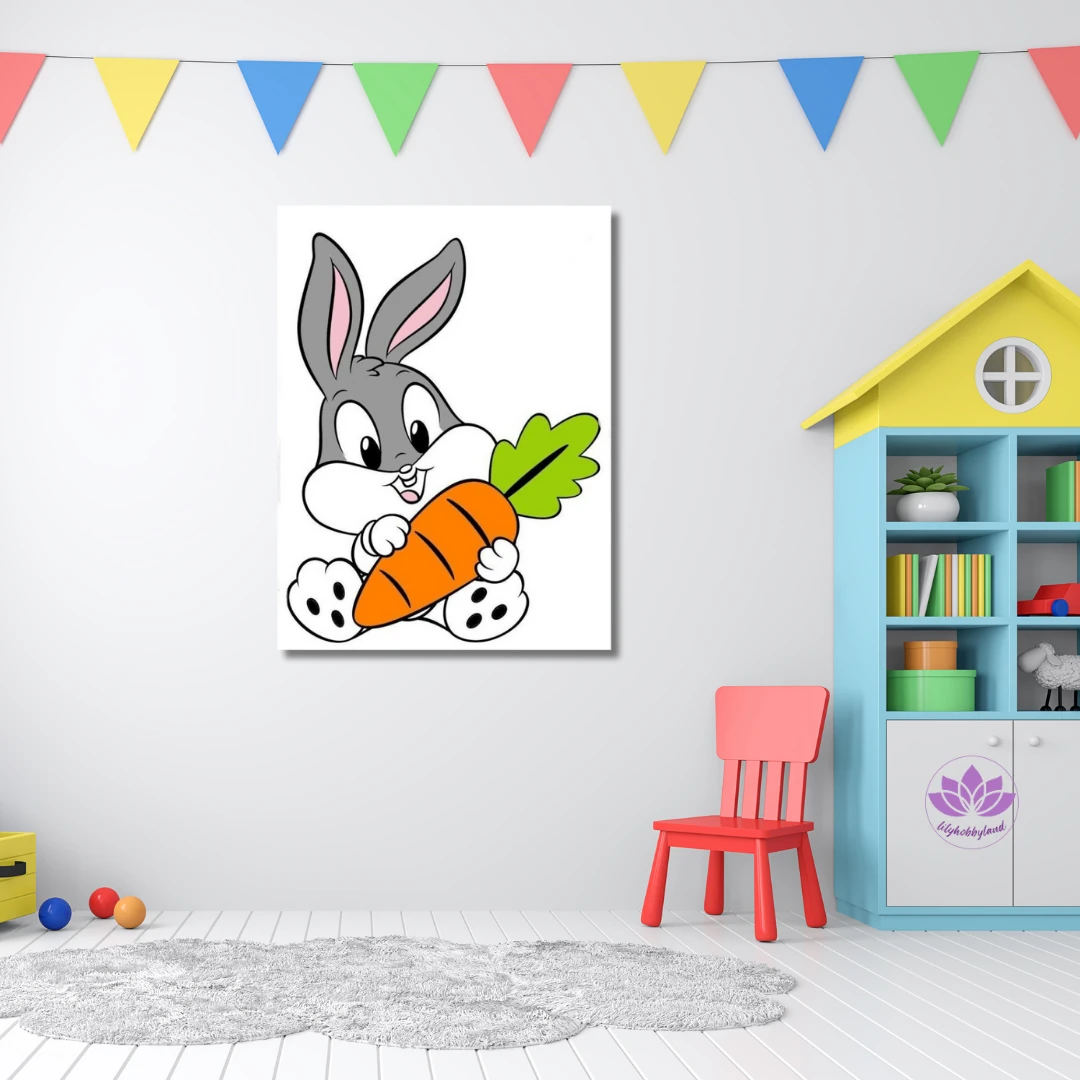 Çocuklar için Renkli Baskılı Sayılarla Boyama Hobi Seti: Sevimli Tavşan