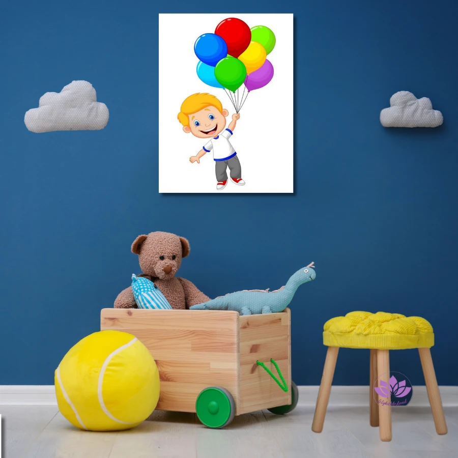 Çocuklar için Renkli Baskılı Sayılarla Boyama Hobi Seti: Balonlu Çocuk