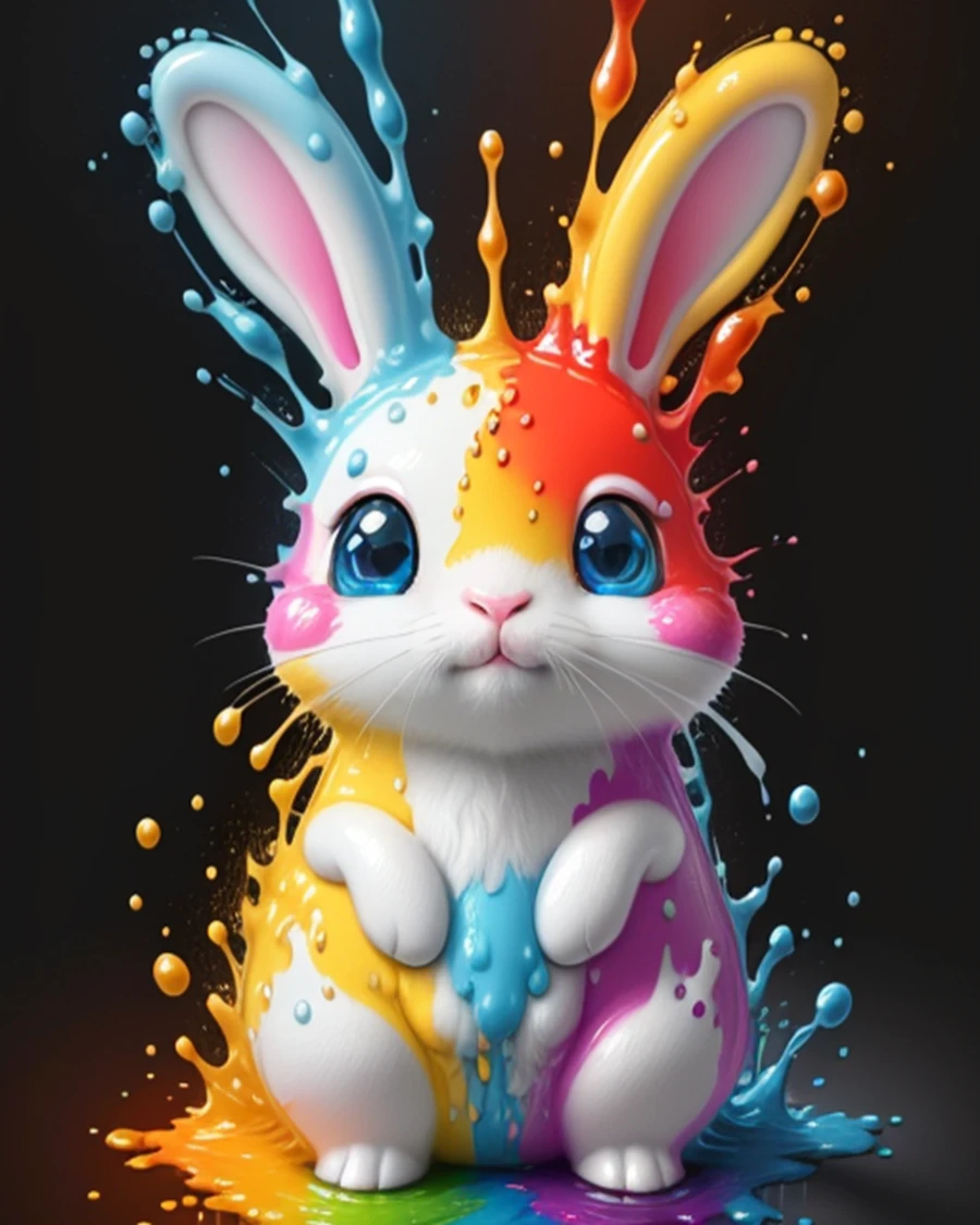 Sayılarla Boyama Hobi Setin Renkli Baskı:  Renkli Tavşan