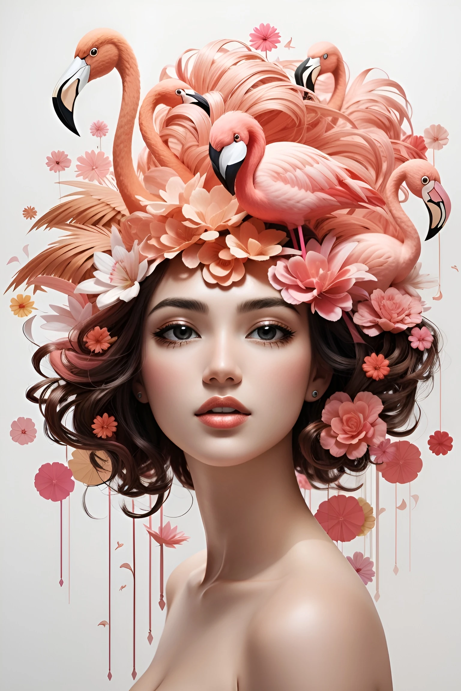 Renkli Baskılı Sayılarla Boyama Hobi Seti: Flamingolu Kadın