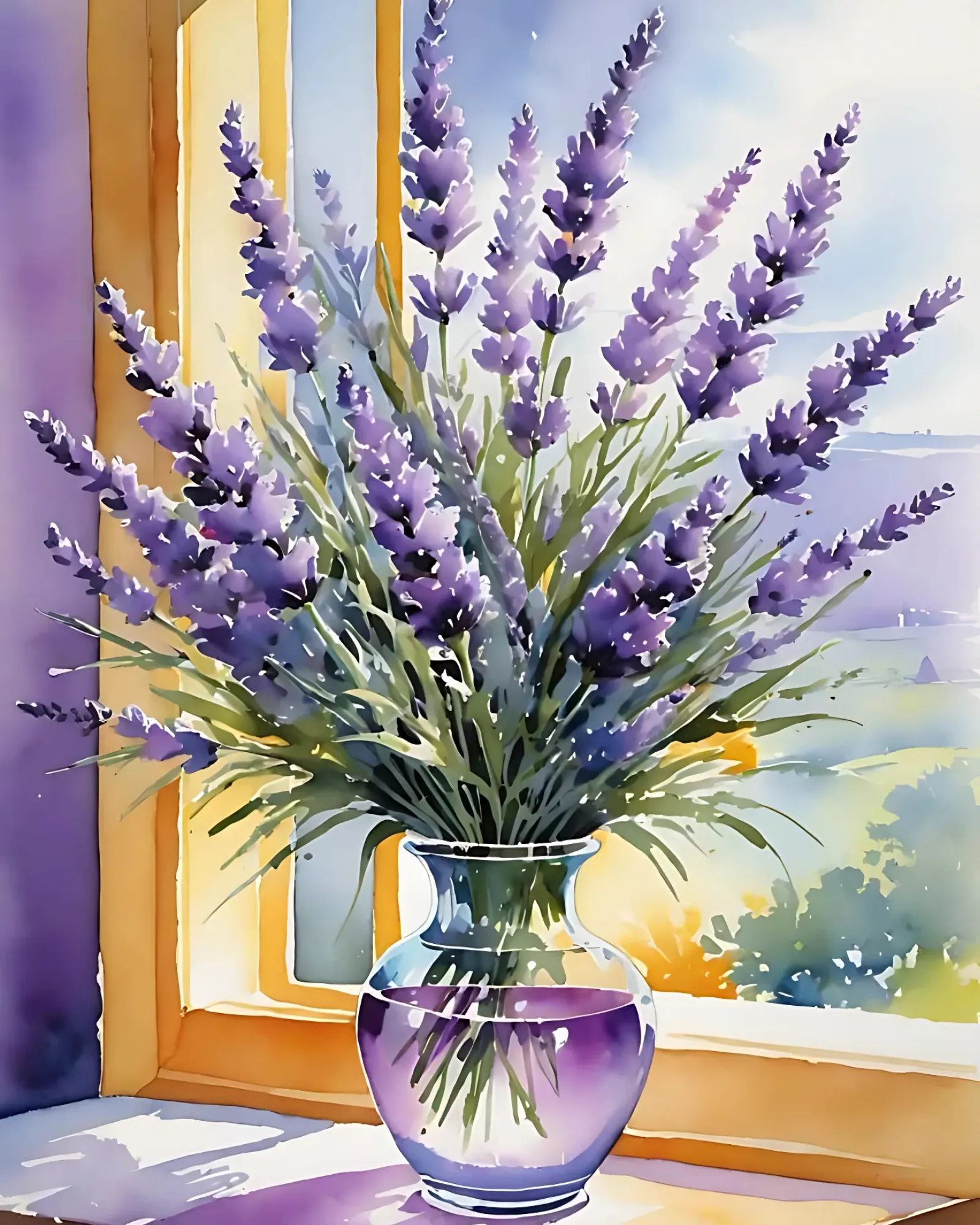 Sayılarla Boyama Hobi Seti Renkli Baskılı: Vazodaki Lavanta