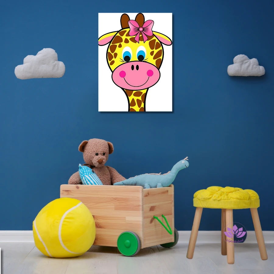 Çocuklar için Renkli Baskılı Sayılarla Boyama Hobi Seti: Şirin Zürafa