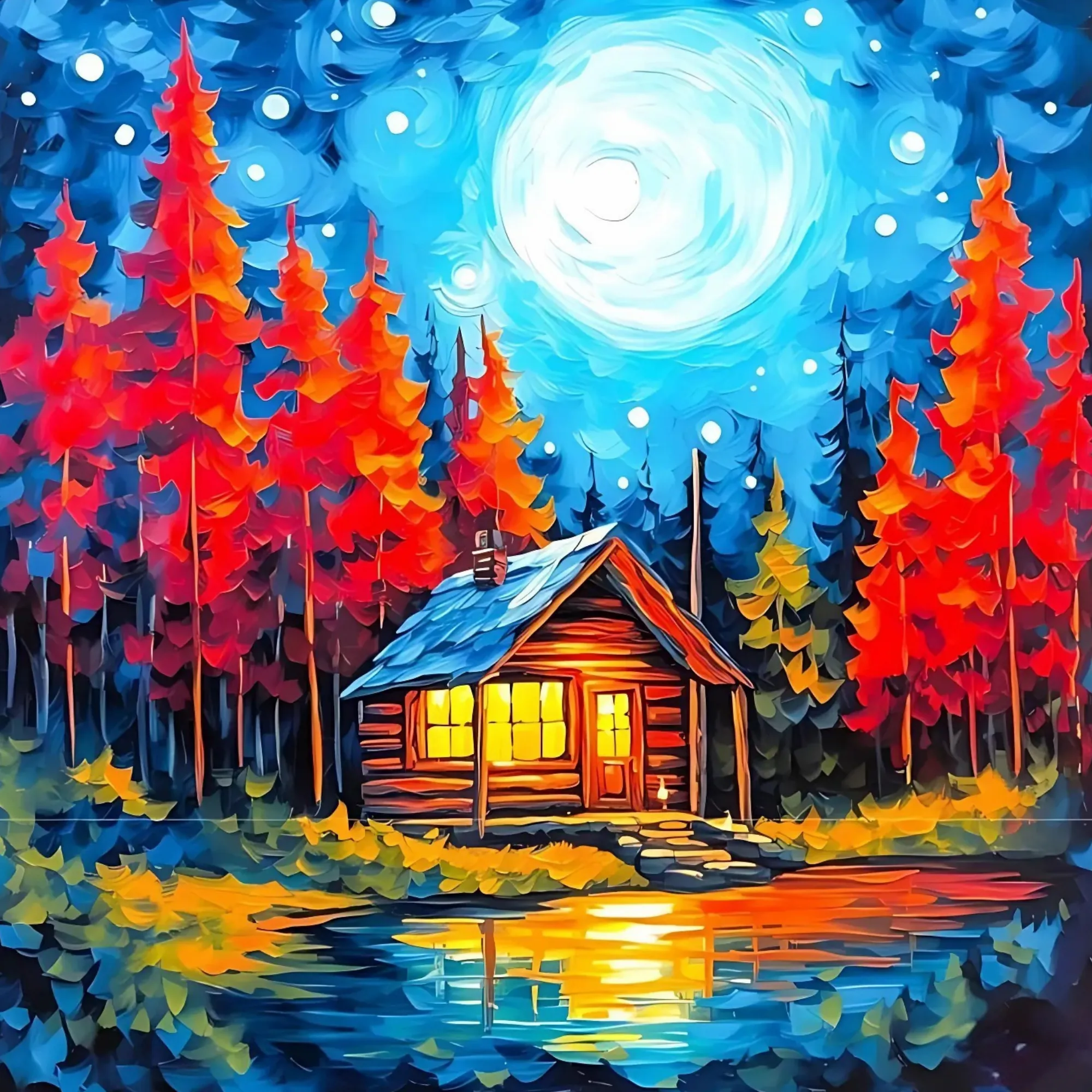 Renkli Baskılı Sayılarla Boyama Hobi Seti:  Kırmızı Gece