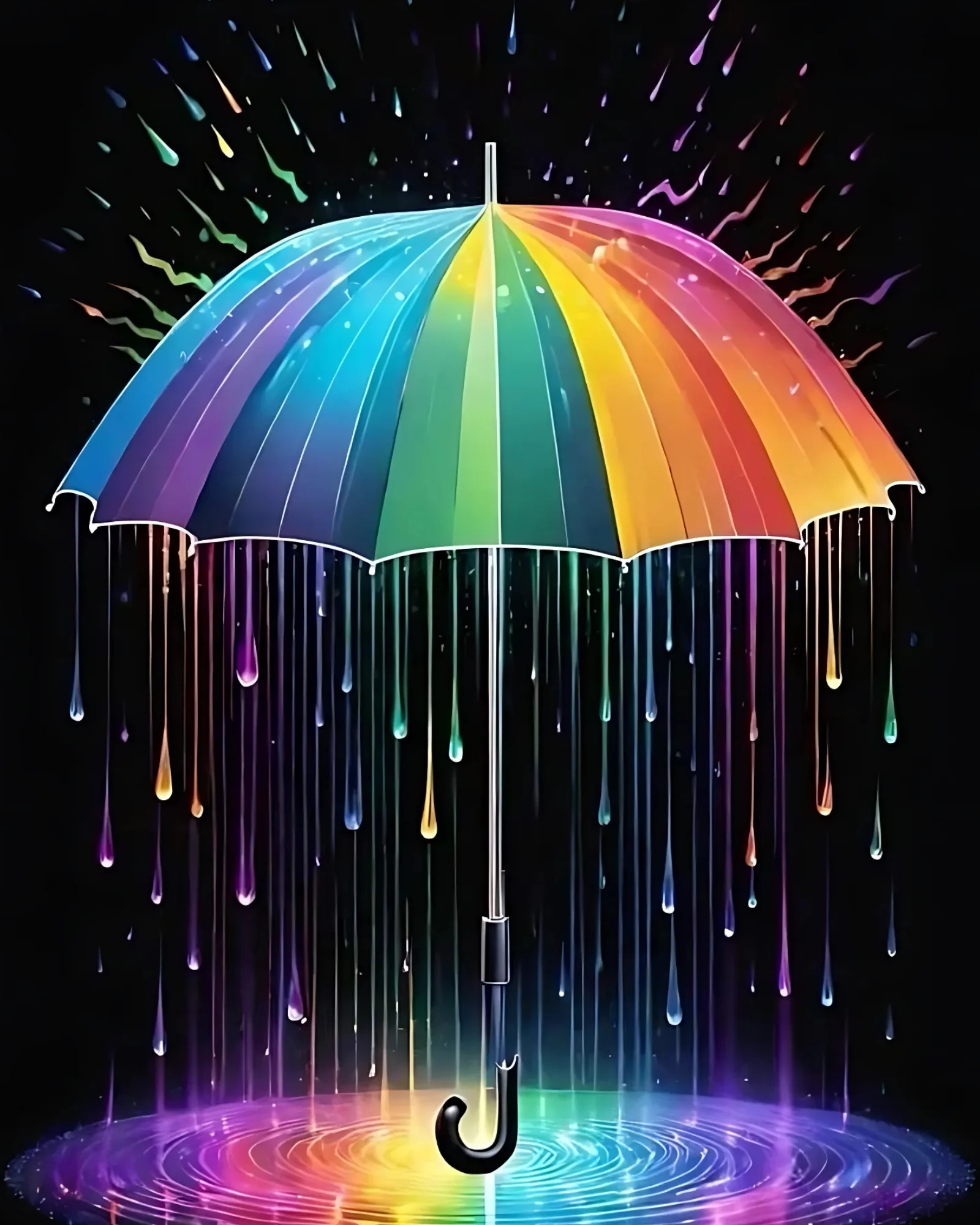 Sayılarla Boyama Hobi Seti Renkli Baskılı :  Renkli Şemsiye