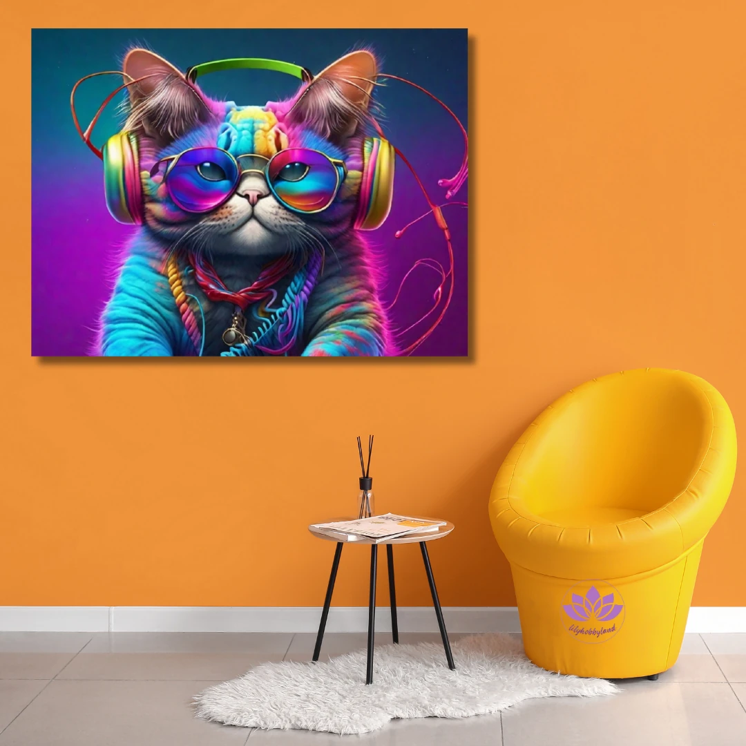 Sayılarla Boyama Hobi Seti Renkli Baskılı: DJ Kedi