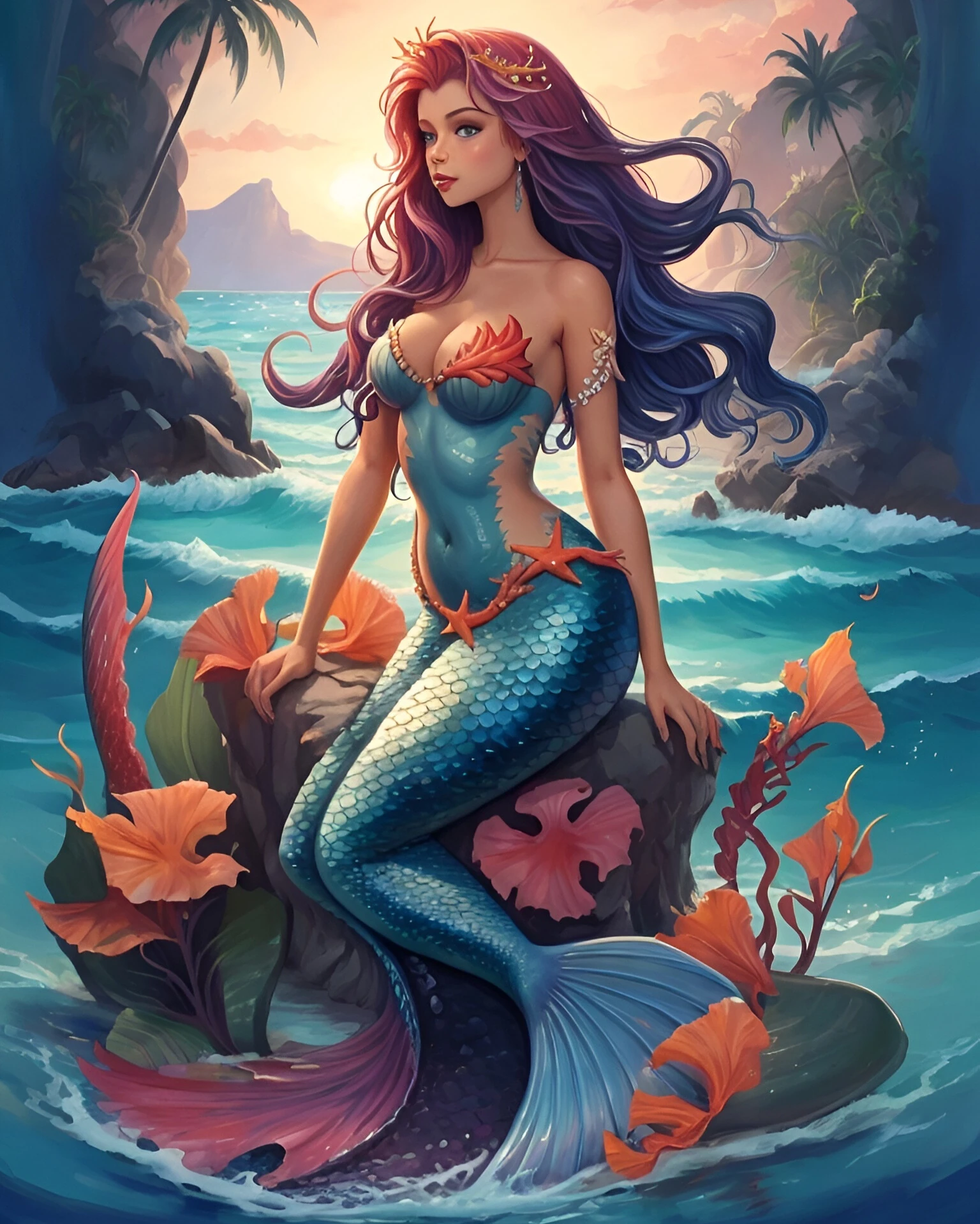 Sayılarla Boyama Hobi Seti renkli Bskı:  Deniz Kızı