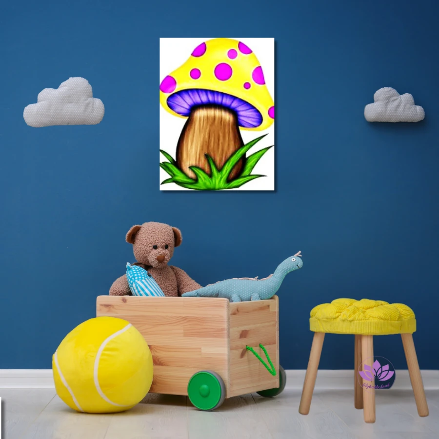 Çocuklar için Renkli Baskılı Sayılarla Boyama Hobi Seti: Renkli Mantar