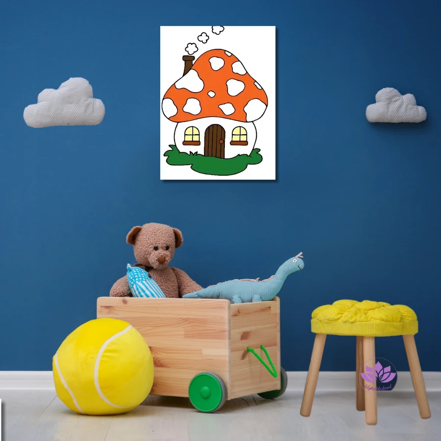 Çocuklar için Renkli Baskılı Sayılarla Boyama Hobi Seti: Mantar Ev