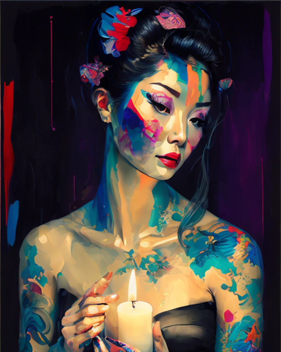 Sayılarla Boyama Hobi Seti Renkli Baskı:  Mum ve Kadın