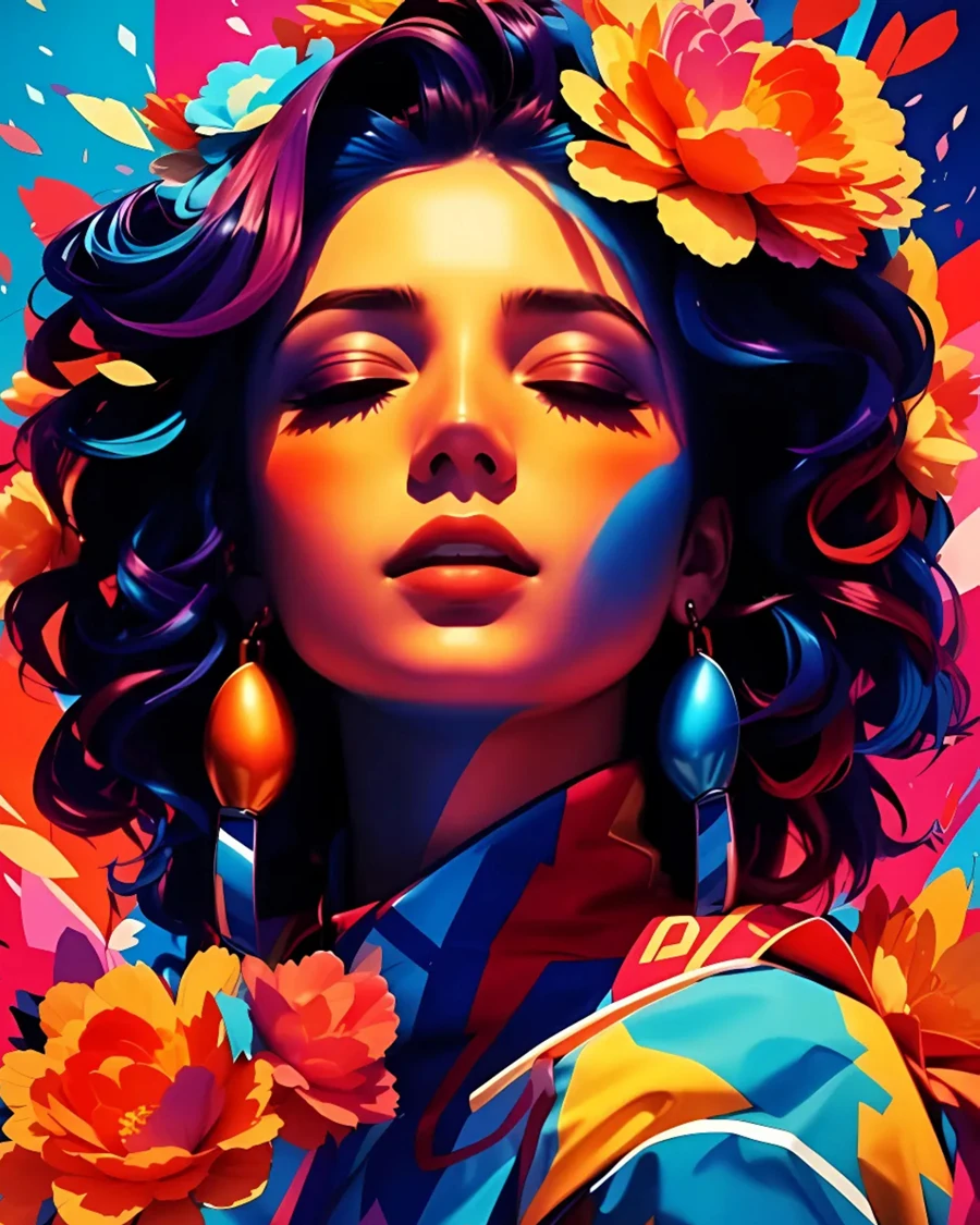 Baskılı Sayılarla Boyama Hobi Seti:  Çiçekli Kadın 2