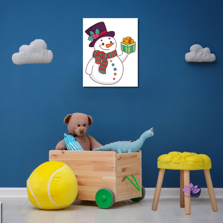 Çocuklar için Renkli Baskılı Sayılarla Boyama Hobi Seti: Kardan Adam 3