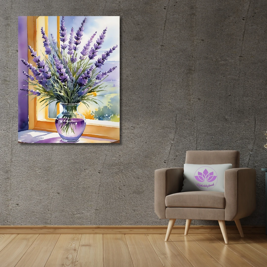 Sayılarla Boyama Hobi Seti Renkli Baskılı: Vazodaki Lavanta