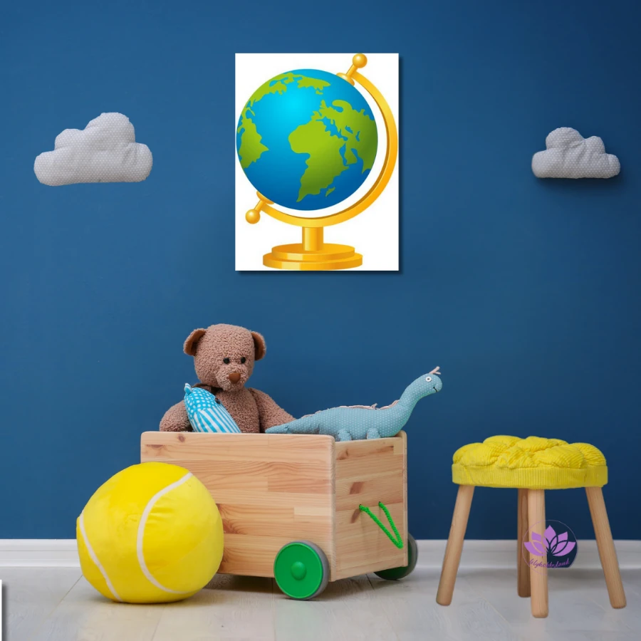 Çocuklar için Renkli Baskılı Sayılarla Boyama Hobi Seti: Küre