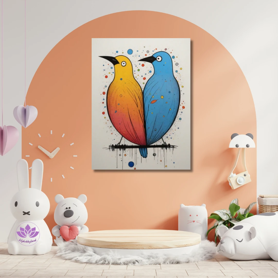 Çocuklar için Renkli Baskılı Sayılarla Boyama Hobi Seti: Şirin Kuşlar