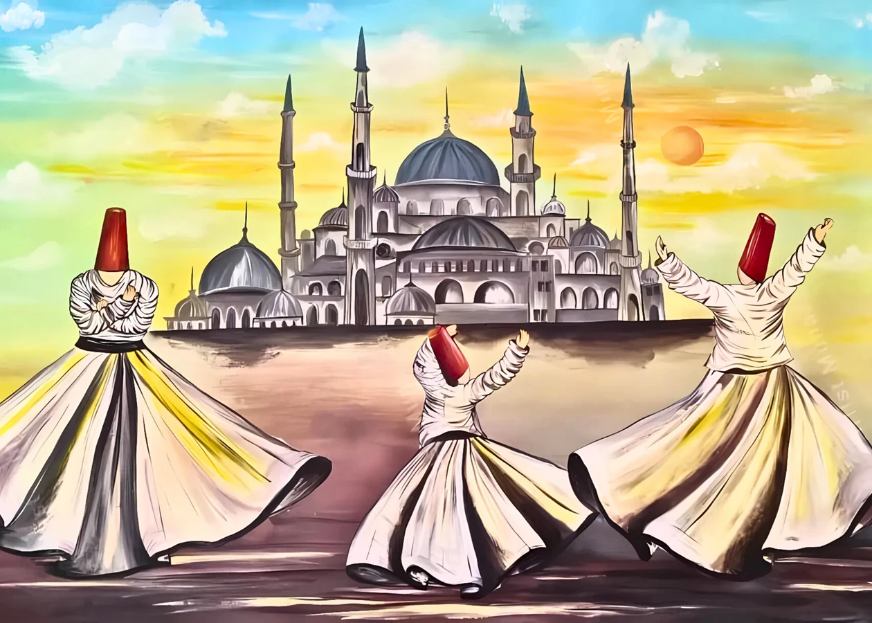 Sayılarla Boyama Seti Kasnağa Gerili İslami Eserler: Ayasofya ve Semazenler