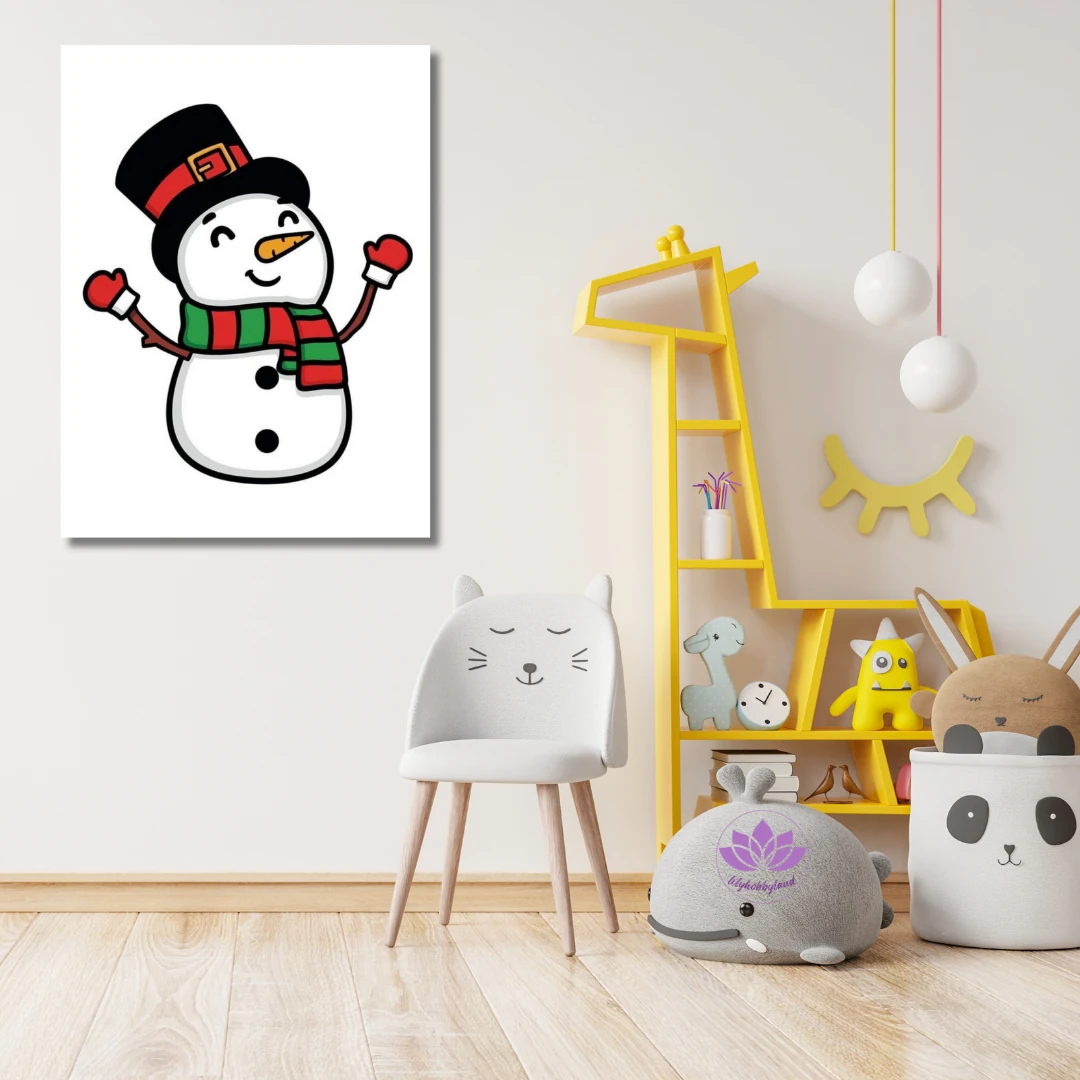 Çocuklar için Renkli Baskılı Sayılarla Boyama Hobi Seti: Kardan Adam