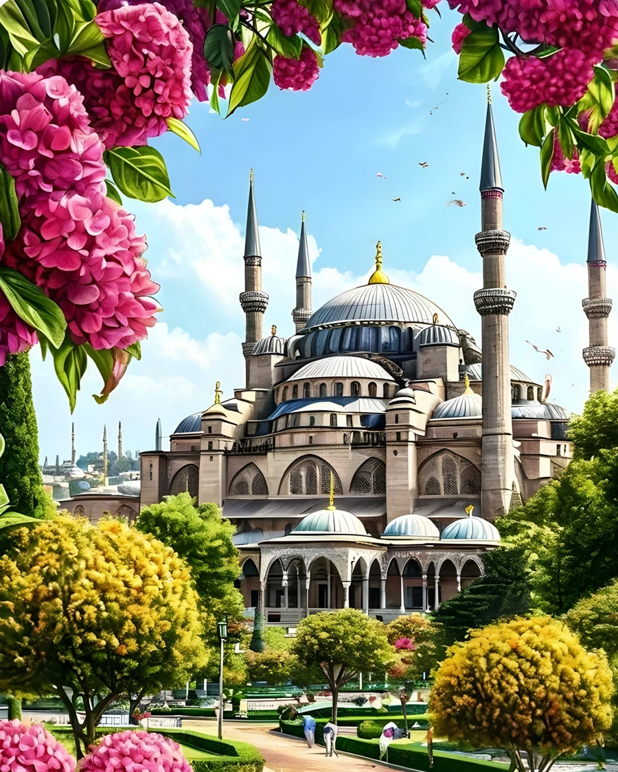 Sayılarla Boyama Seti Kasnağa Gerili İslami Eserler: Sultan Ahmet Camii