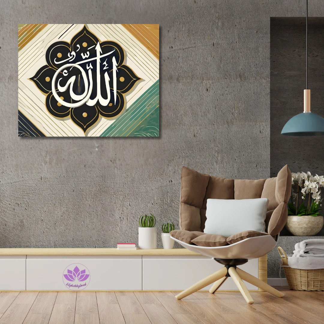 Sayılarla Boyama İslam Sanatı Temalı Premium  Tablosu-Hat Sanatı