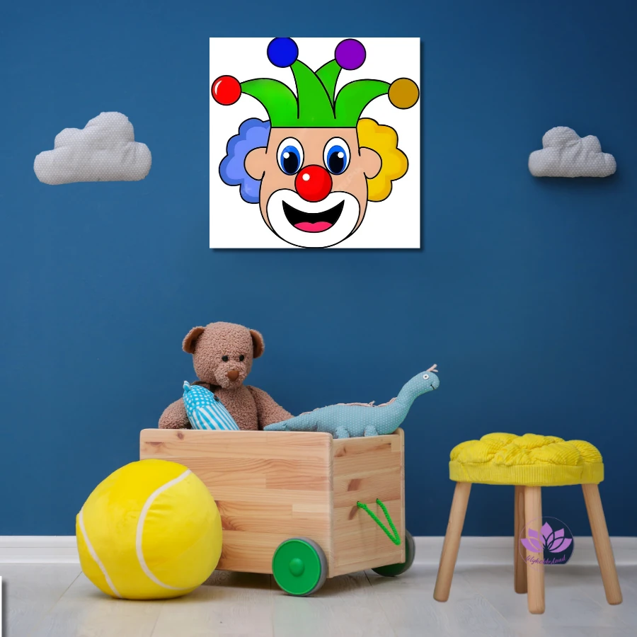 Çocuklar için Renkli Baskılı Sayılarla Boyama Hobi Seti (20x20 cm): Neşeli Palyaço 3