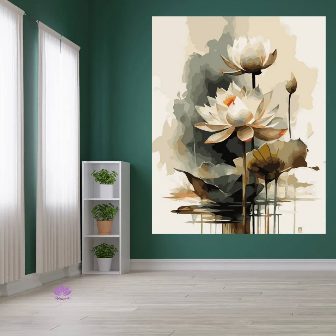 Renkli Baskılı Sayılarla Boyama Hobi Seti:  Lotus Çiçeği