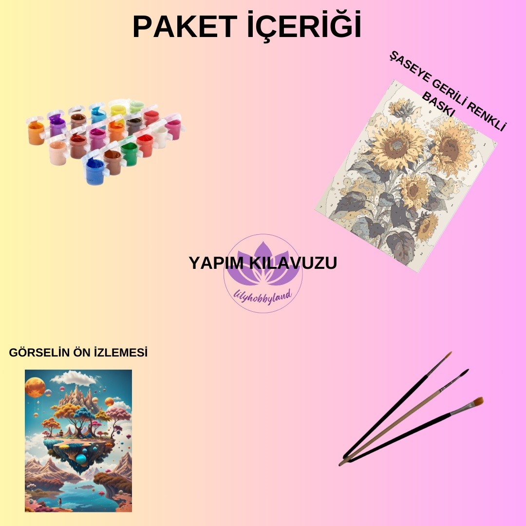  Sayılarla Boyama Hobi Seti Renkli Baskılı: Hat  5