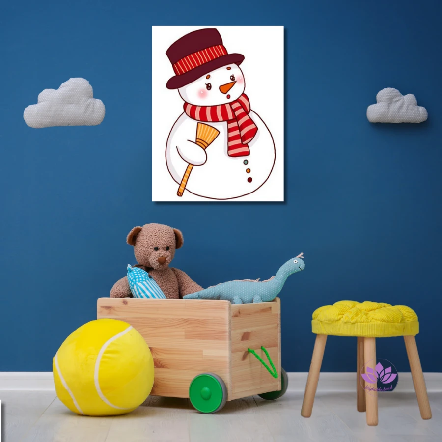 Çocuklar için Renkli Baskılı Sayılarla Boyama Hobi Seti: Kardan Adam 2