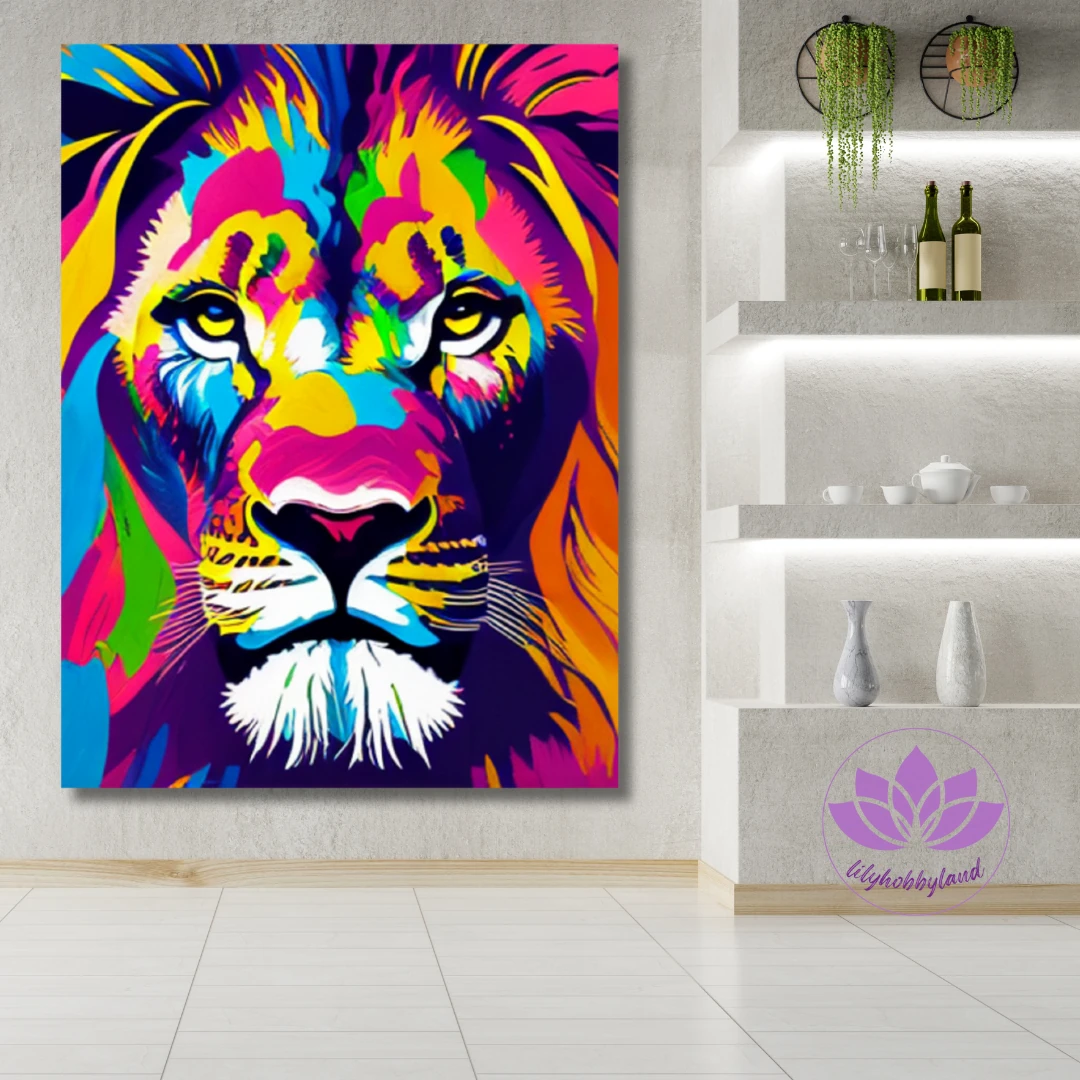 Sayılarla Boyama Hobi Seti Renkli Baskılı: Aslan