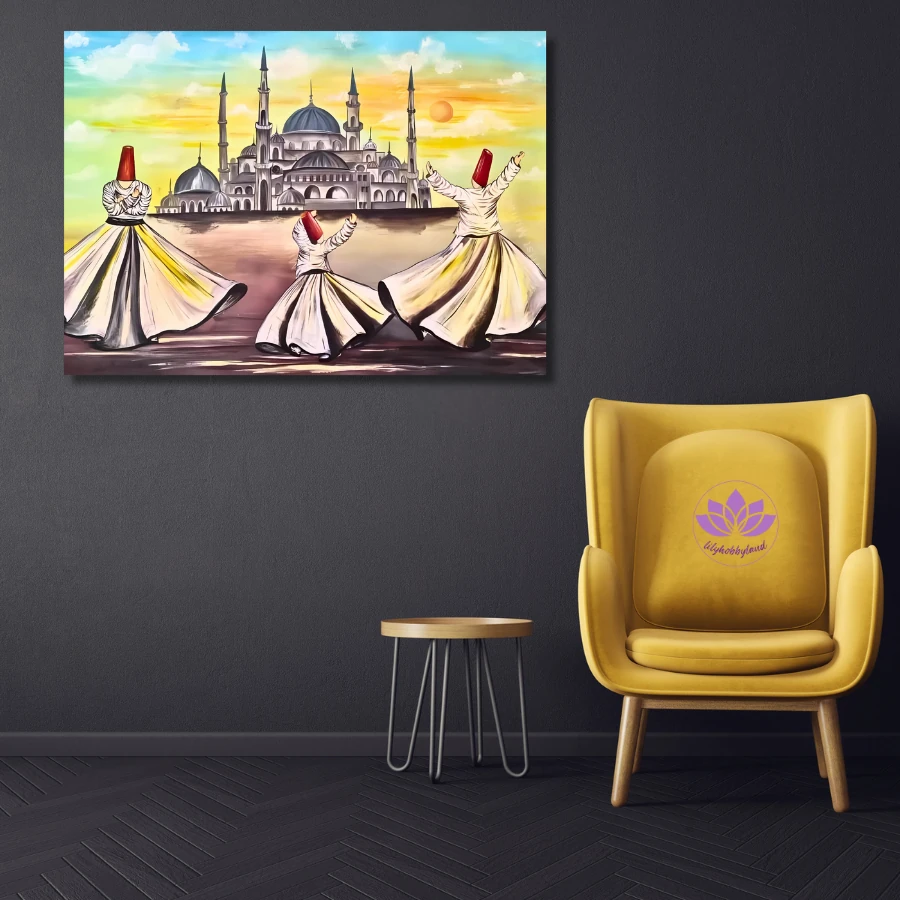 Sayılarla Boyama Seti Kasnağa Gerili İslami Eserler: Ayasofya ve Semazenler