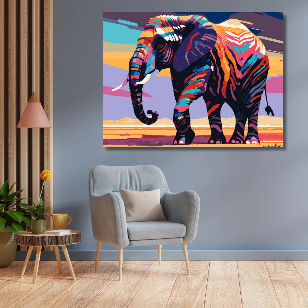 Sayılarla Boyama Hobi Seti Renkli Baskılı: Renkli Fil