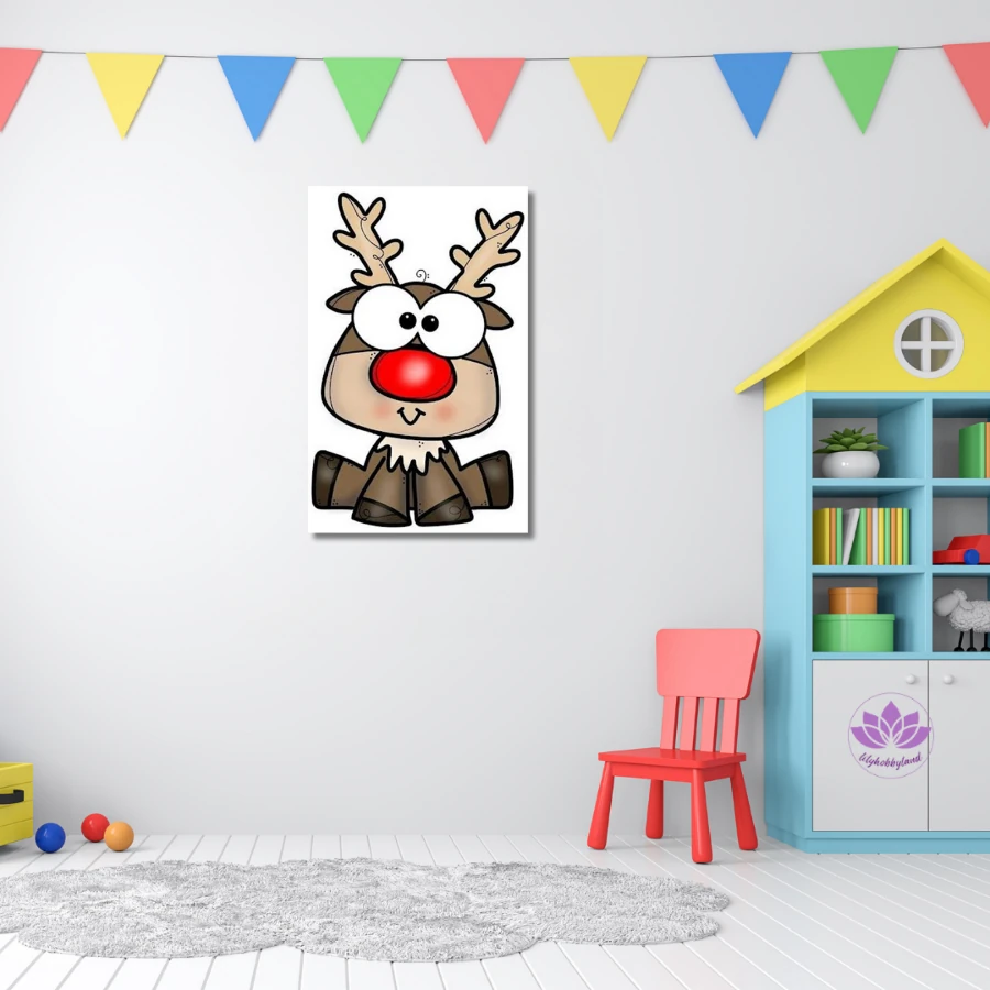 Çocuklar için Renkli Baskılı Sayılarla Boyama Hobi Seti: Sevimli Geyik