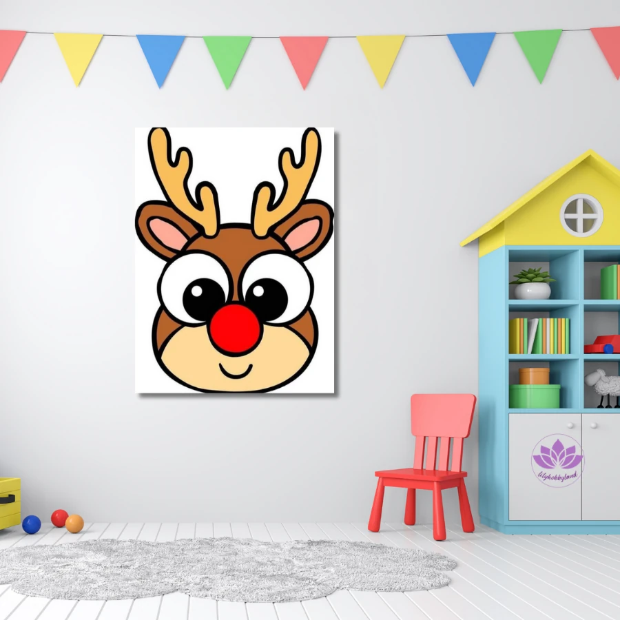 Çocuklar için Renkli Baskılı Sayılarla Boyama Hobi Seti: Şaşkın Geyik