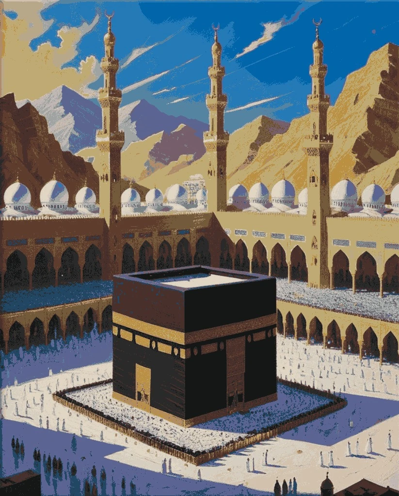 Sayılarla Boyama Seti Kasnağa Gerili İslami Eserler: Kabe-2