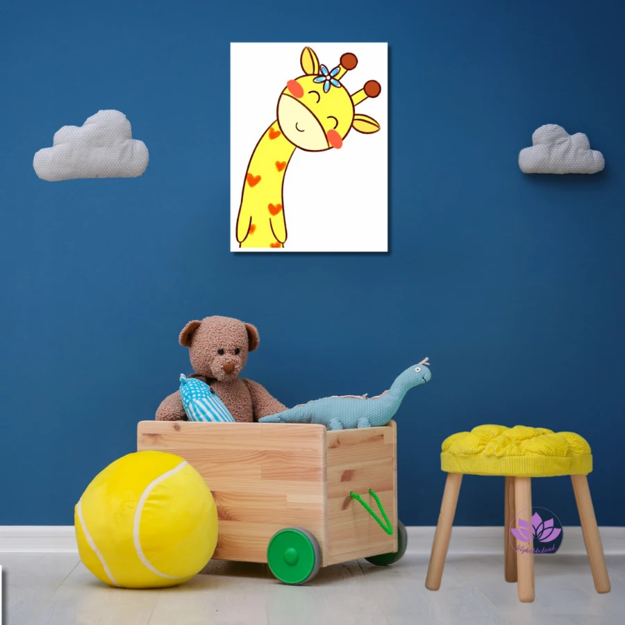 Çocuklar için Renkli Baskılı Sayılarla Boyama Hobi Seti: Şirin Zürafa 2