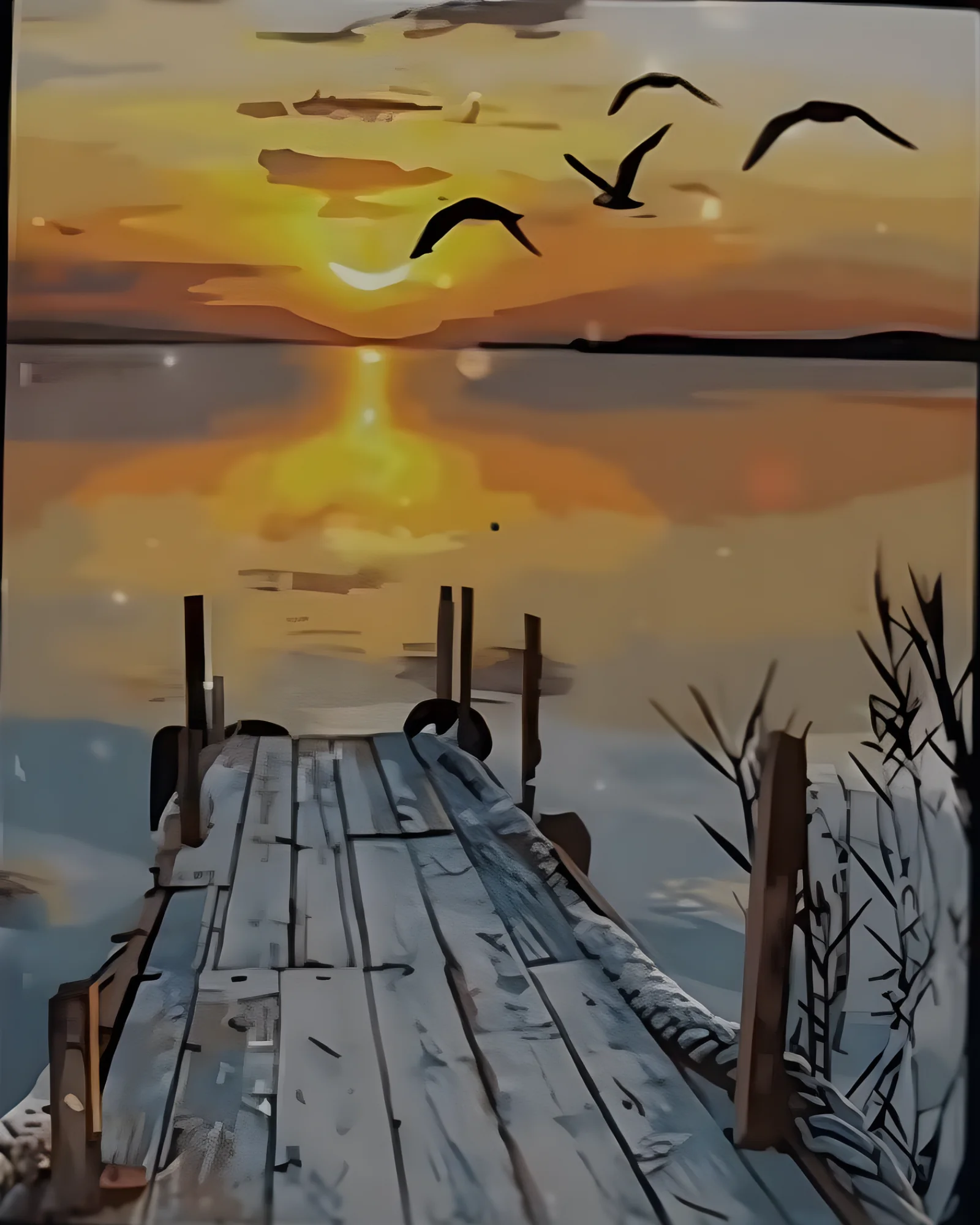 Sayılarla Boyama Seti Kasnağa Gerili- Manzara: Gün Batımı