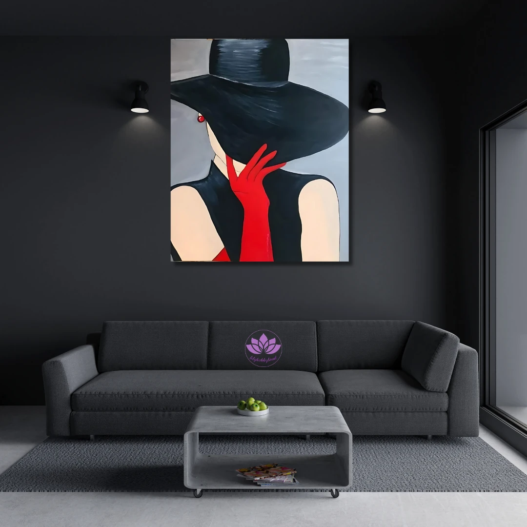 Sayılarla Boyama Hobi Seti Renkli Baskılı: Şapkalı Kadın 3