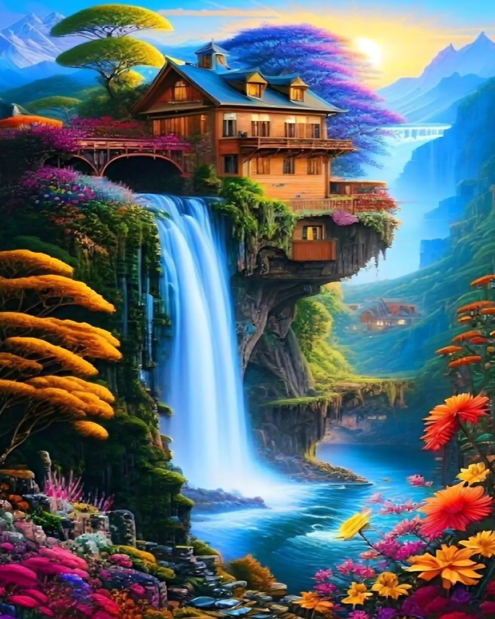 Sayılarla Boyama Hobi Seti Renkli Baskı:  Şelale