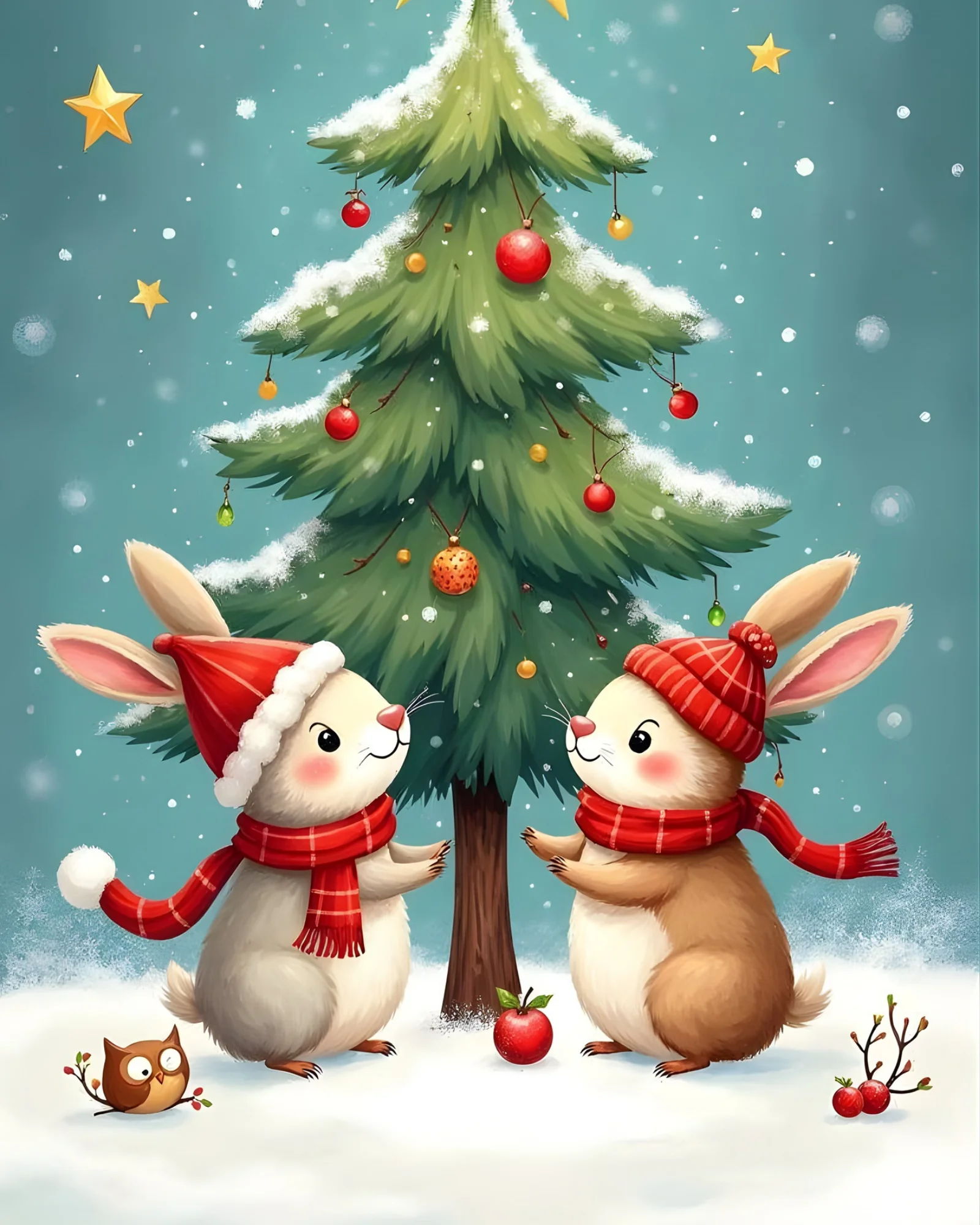  Sayılarla Boyama Seti Yeni Yıl Temalı:  Karda Tavşanlar