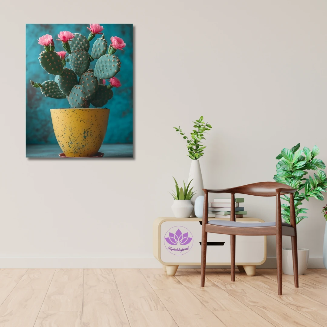 Sayılarla Boyama Hobi Seti Renkli Baskılı: Saksıdaki Kaktüs