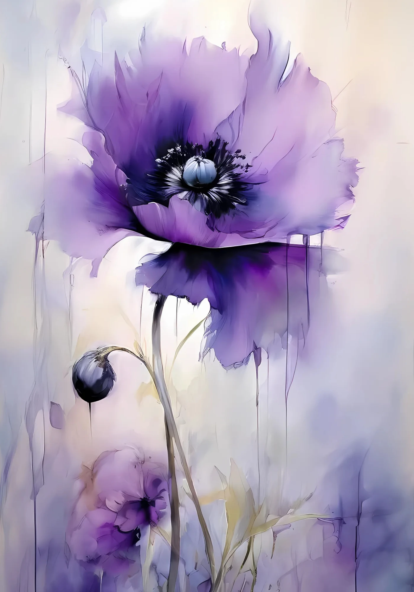 Renkli Baskılı Sayılarla Boyama Hobi Seti:  Mor Çiçekler 3