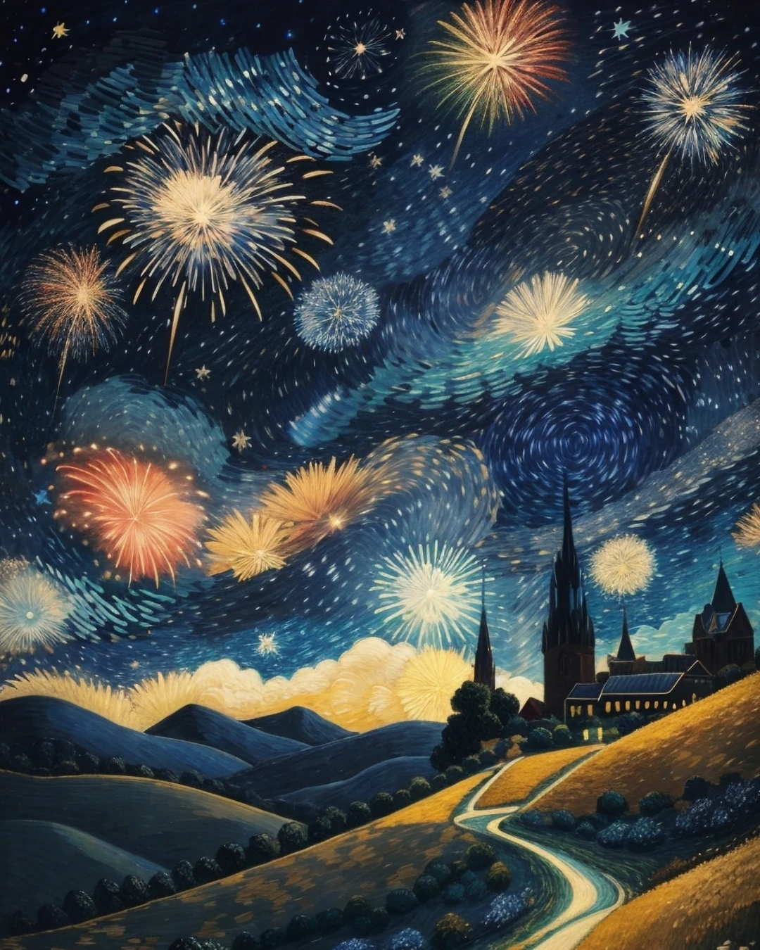 Sayılarla Boyama Seti-Manzara:  Yıldızlı Gece