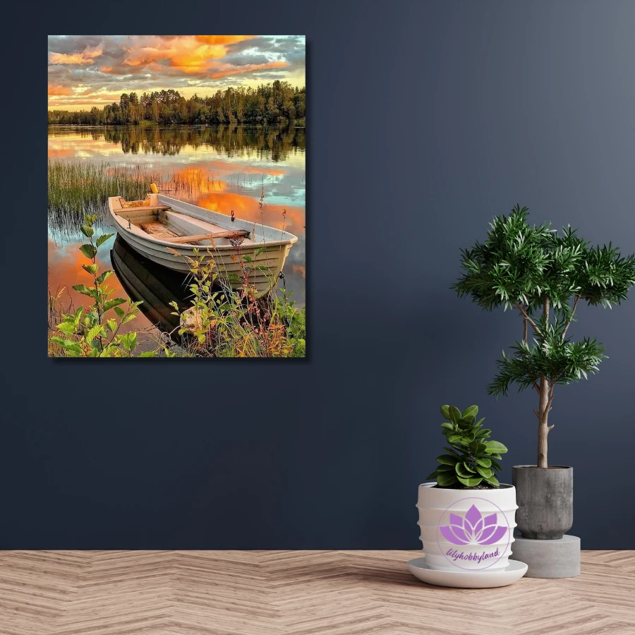 Sayılarla Boyama Hobi Seti Renkli Baskılı: Sahildeki Tekne