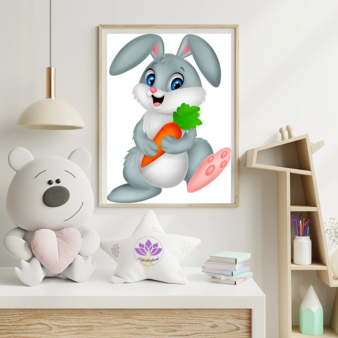 Çocuklar için Renkli Baskılı Sayılarla Boyama Hobi Seti: Sevimli Tavşan 2