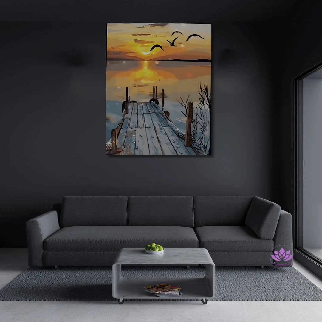 Sayılarla Boyama Seti Kasnağa Gerili- Manzara: Gün Batımı