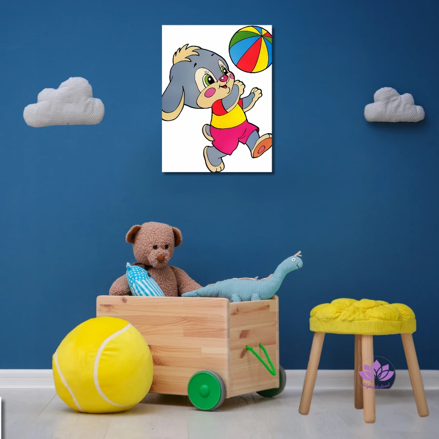 Çocuklar için Renkli Baskılı Sayılarla Boyama Hobi Seti: Sporcu Tavşan