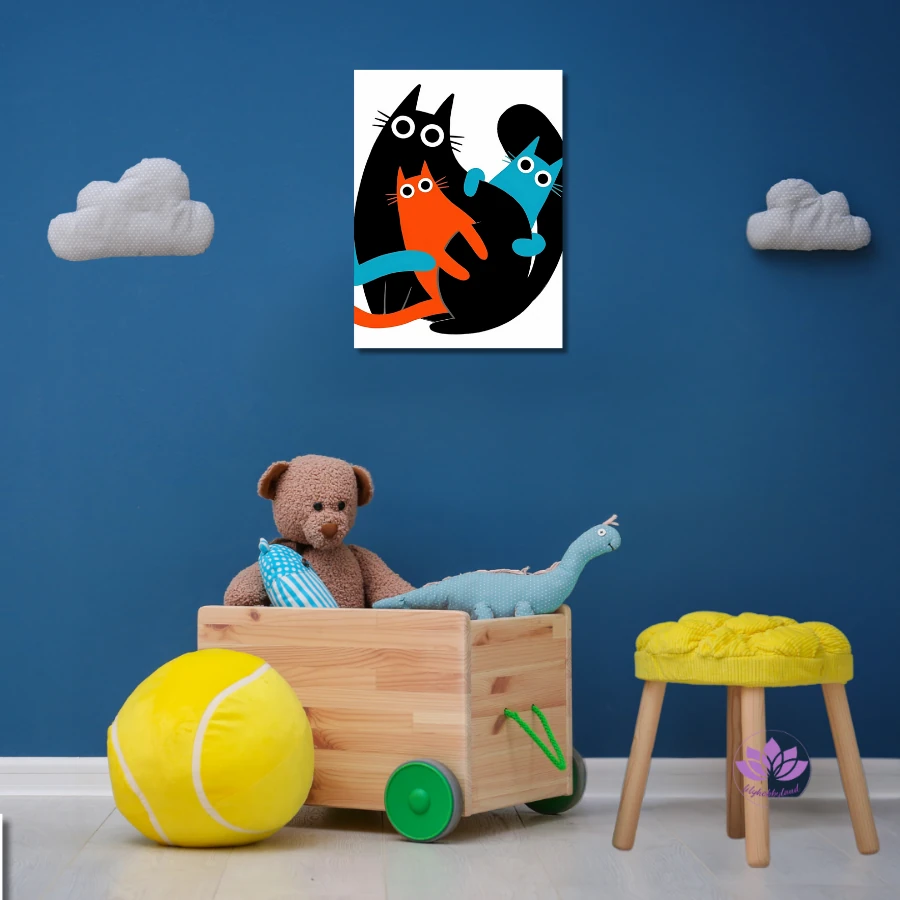 Çocuklar için Renkli Baskılı Sayılarla Boyama Hobi Seti: Sevimli Kediler