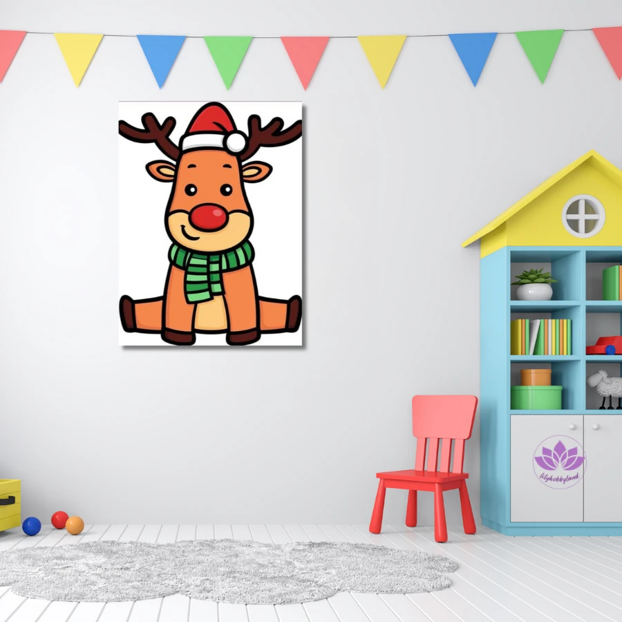 Çocuklar için Renkli Baskılı Sayılarla Boyama Hobi Seti: Şaşkın Geyik