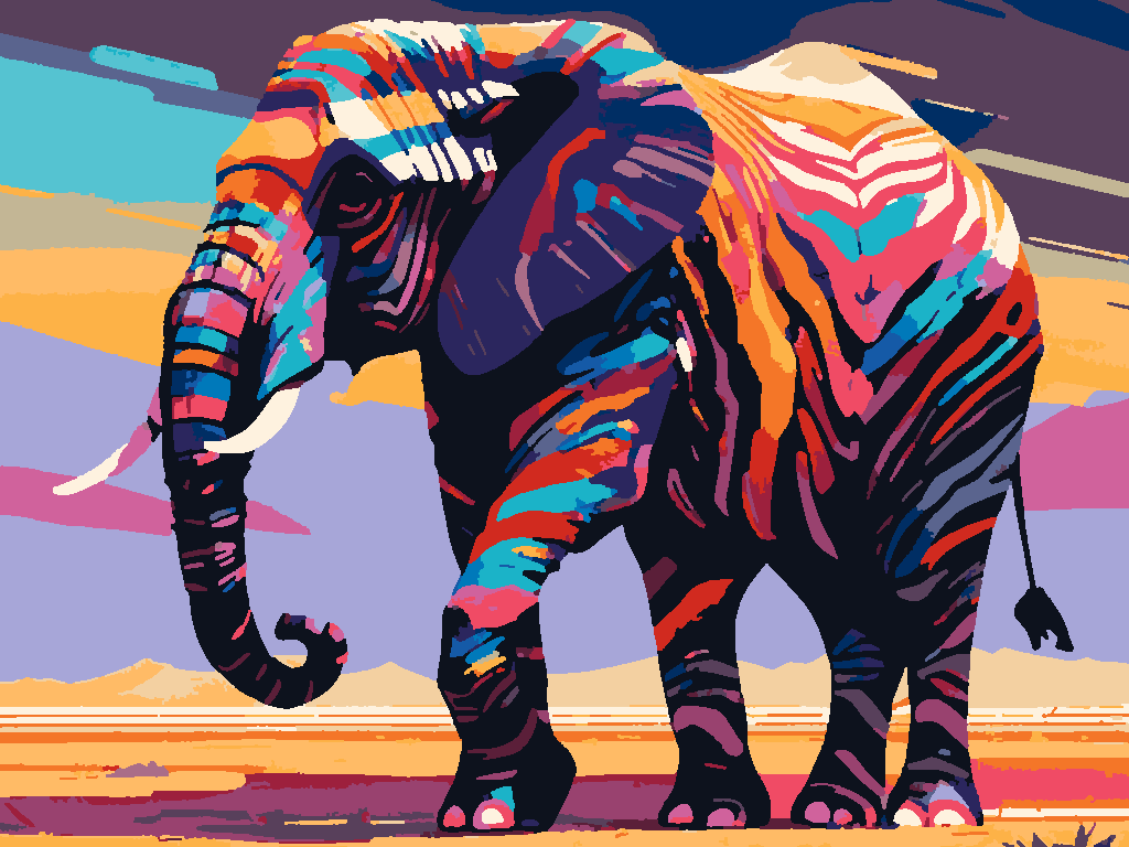 Sayılarla Boyama Hobi Seti Renkli Baskılı: Renkli Fil