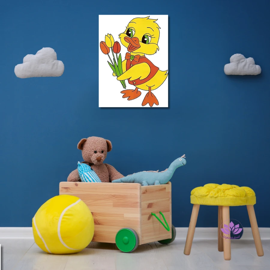 Çocuklar için Renkli Baskılı Sayılarla Boyama Hobi Seti: Sevimli Ördek