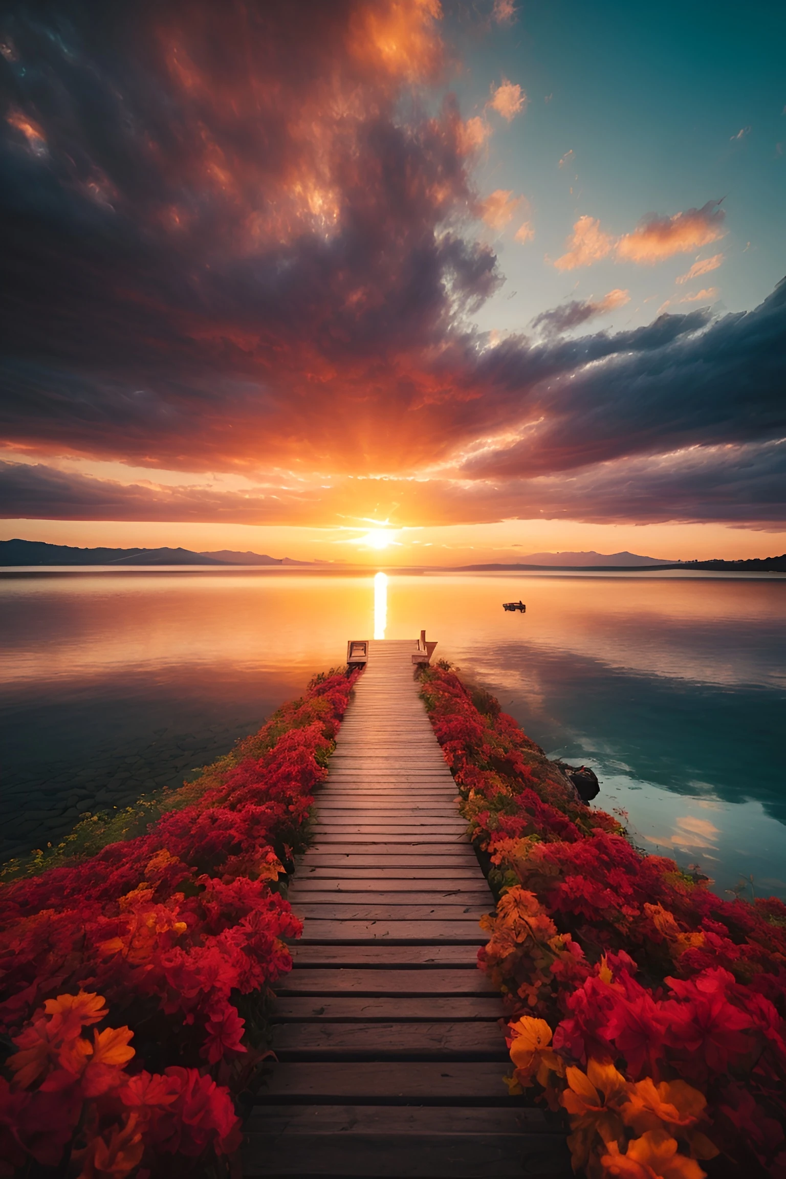 Renkli Baskılı Sayılarla Boyama Hobi Seti: Kızıl Gün Batımı