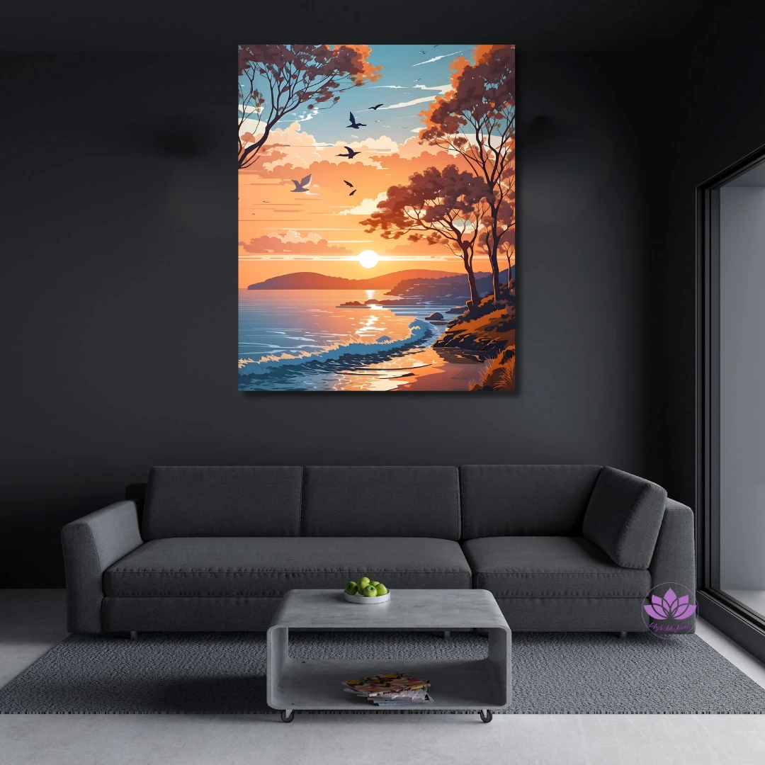 Sayılarla Boyama Seti-Manzara: Gün Batımı ve Kuşlar